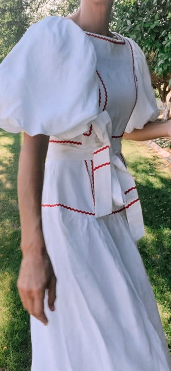 White Linen Picnic Dress